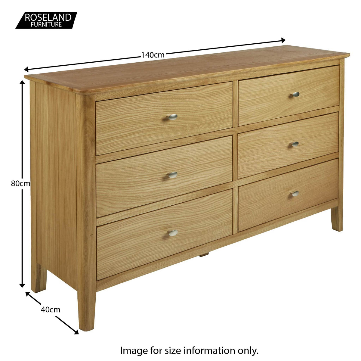 Alba Oak 6 Drawer Chest