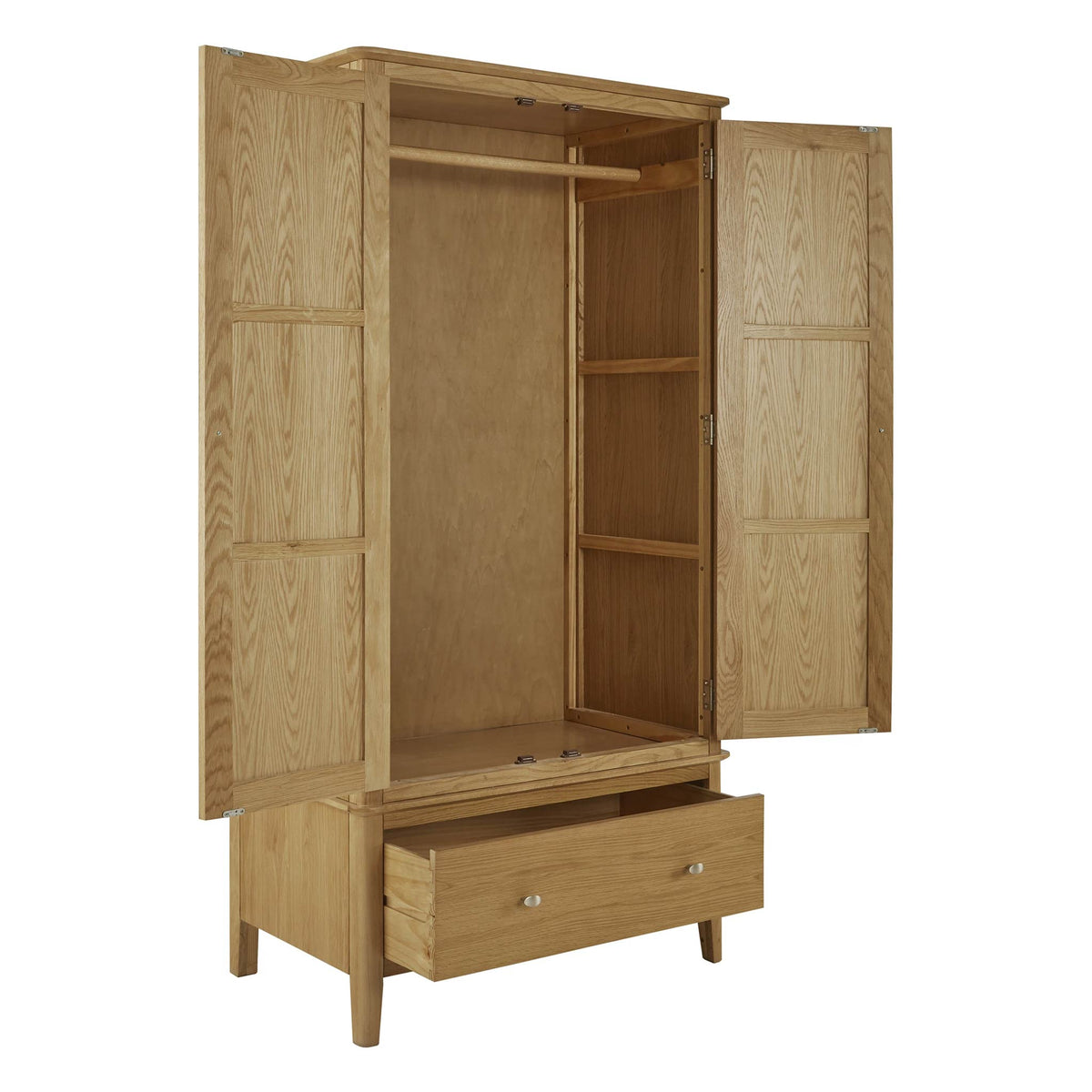 Alba Oak Double Wardrobe with Drawer