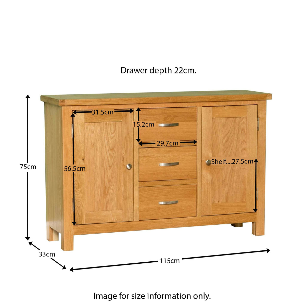 London Oak 3 Drawer Sideboard