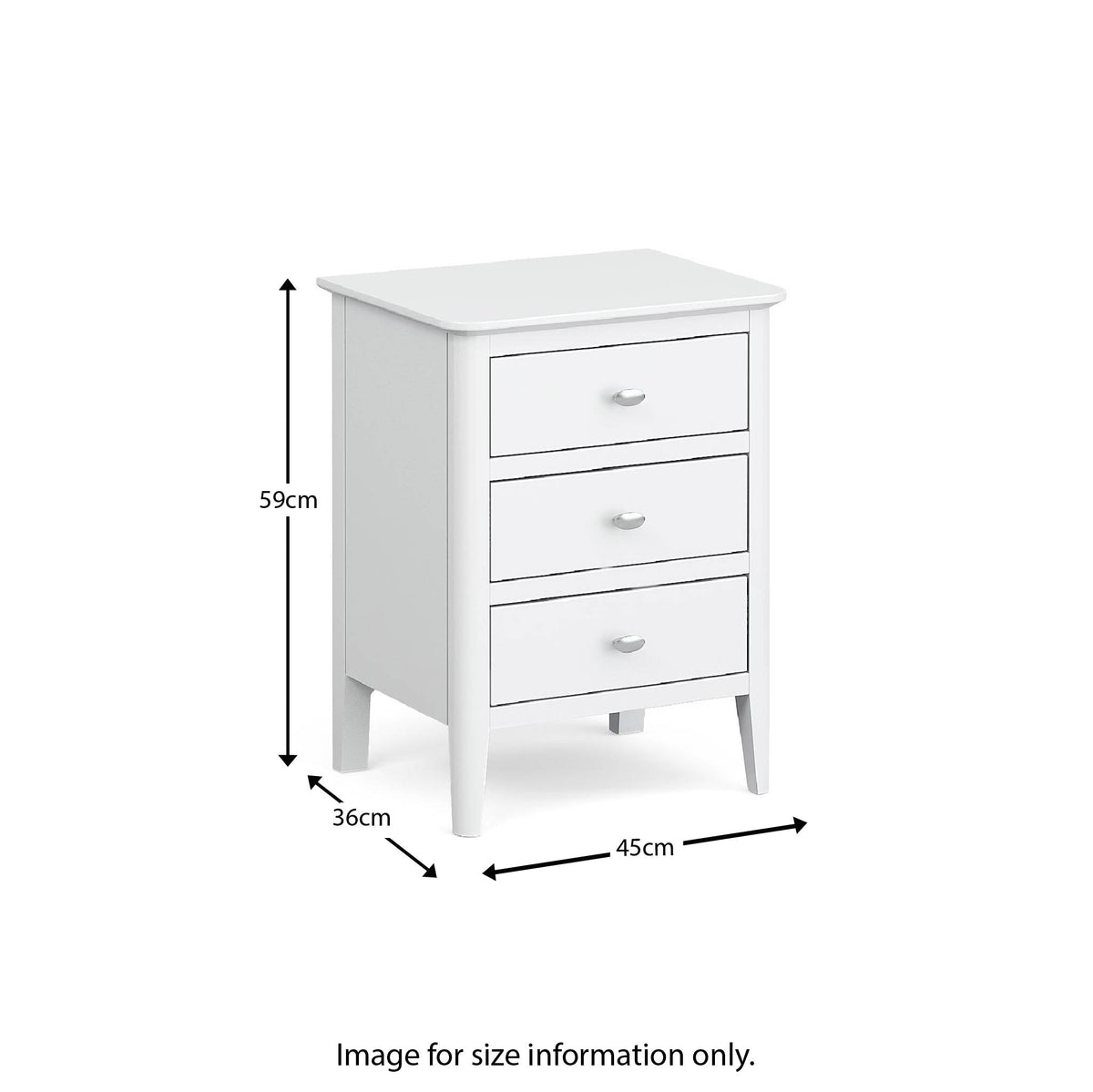 Chester White 3 Drawer Bedside Cabinet