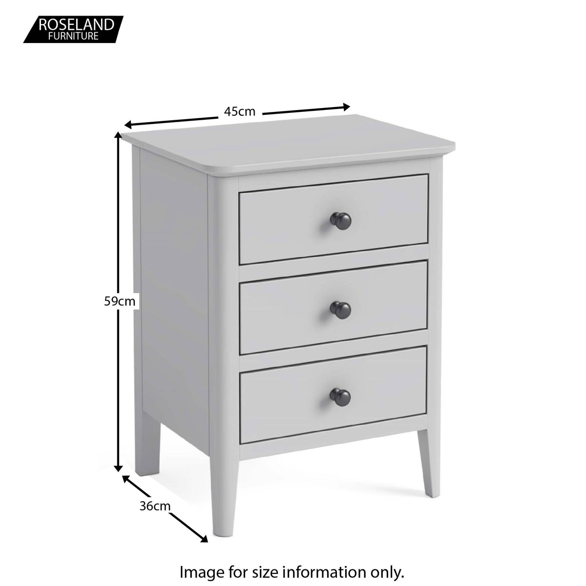 Elgin Grey 3 Drawer Bedside Table
