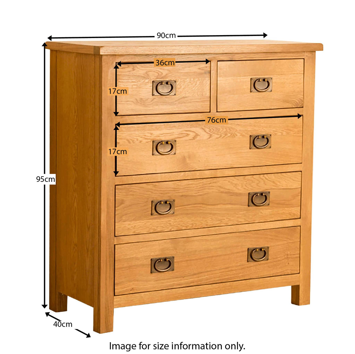 Lanner Oak 2 over 3 Drawer Chest