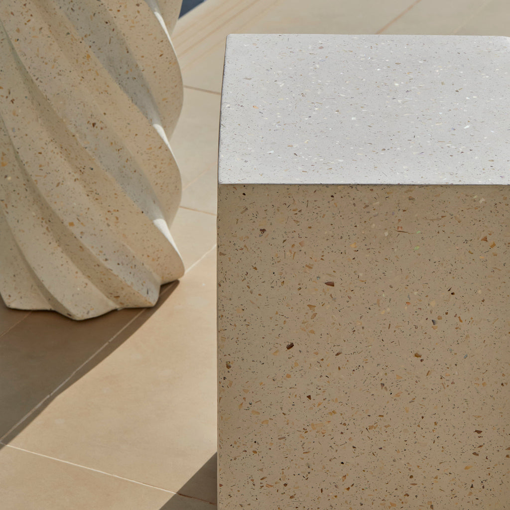 Bianca Concrete Garden Side Table - Pearl Terrazzo