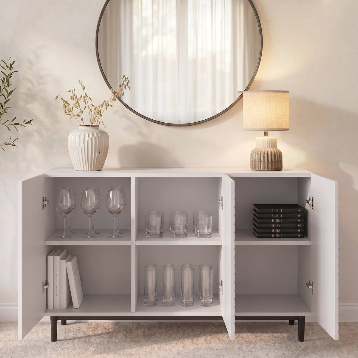 Jack 3 Door Large Sideboard - Geometric White