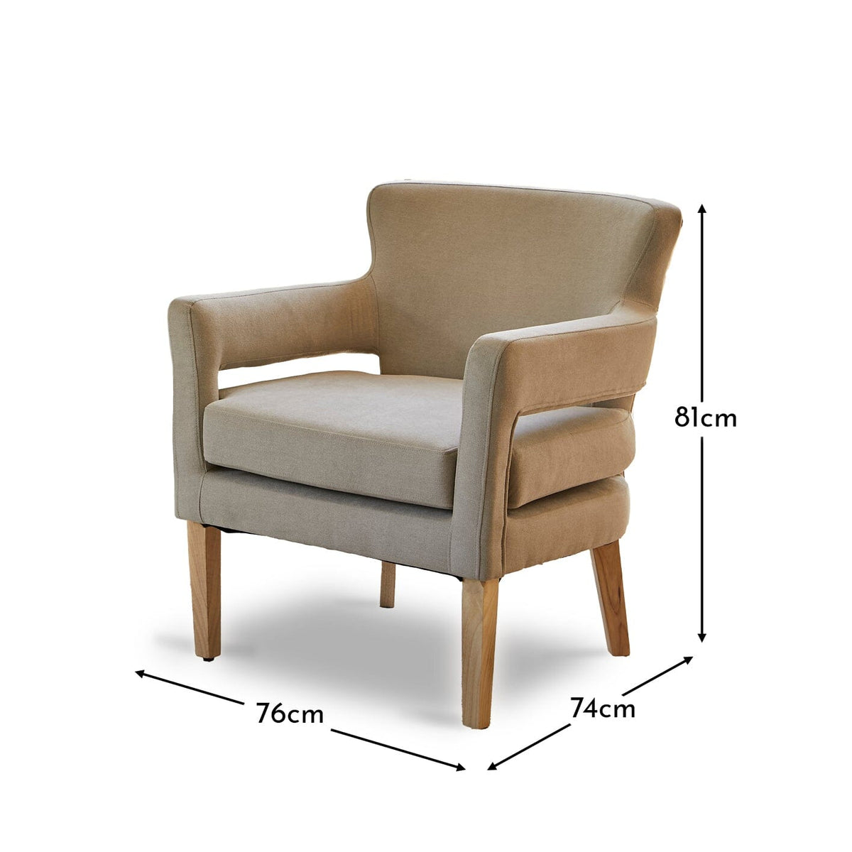 OUTLET - Grace Soft Beige Occasional Armchair - Whitewash Oak Legs