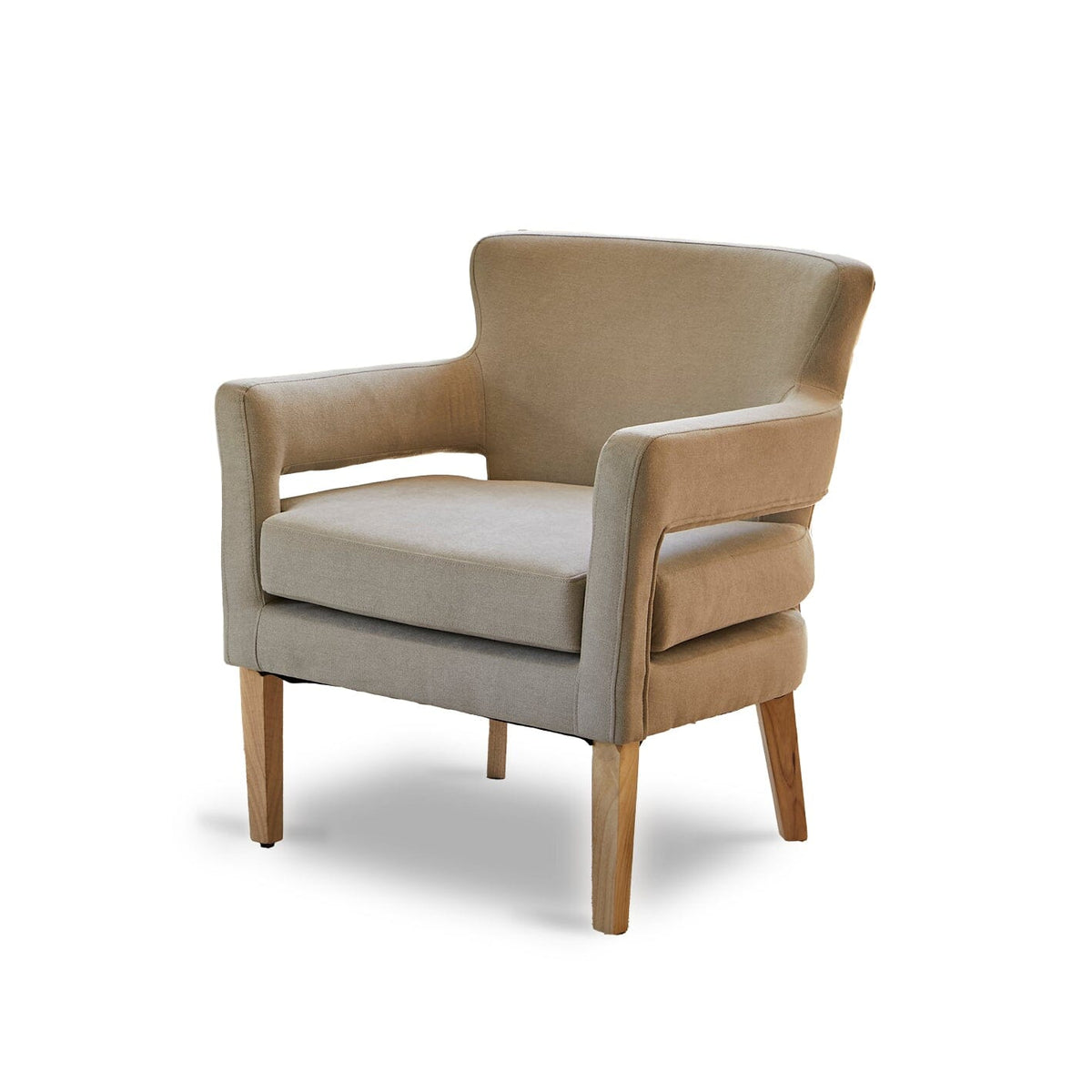 OUTLET - Grace Soft Beige Occasional Armchair - Whitewash Oak Legs