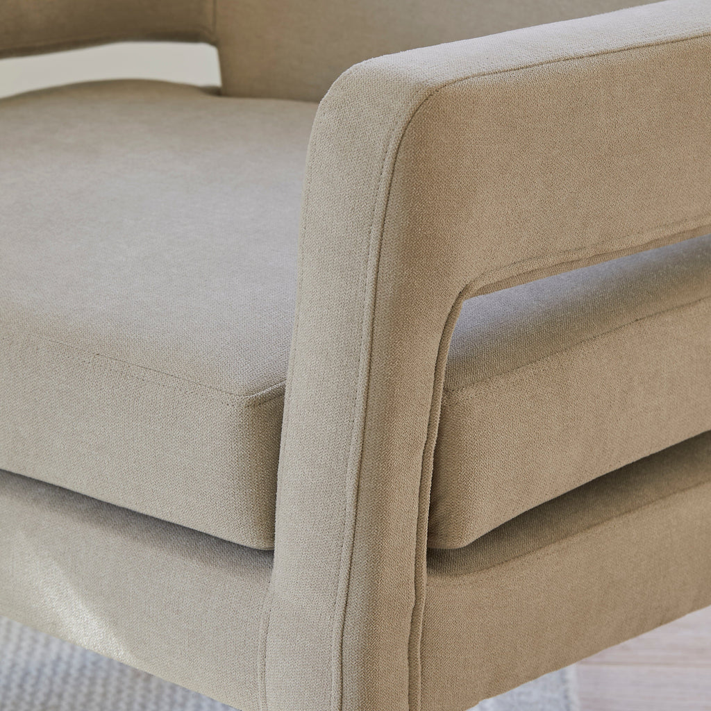 OUTLET - Grace Soft Beige Occasional Armchair - Whitewash Oak Legs