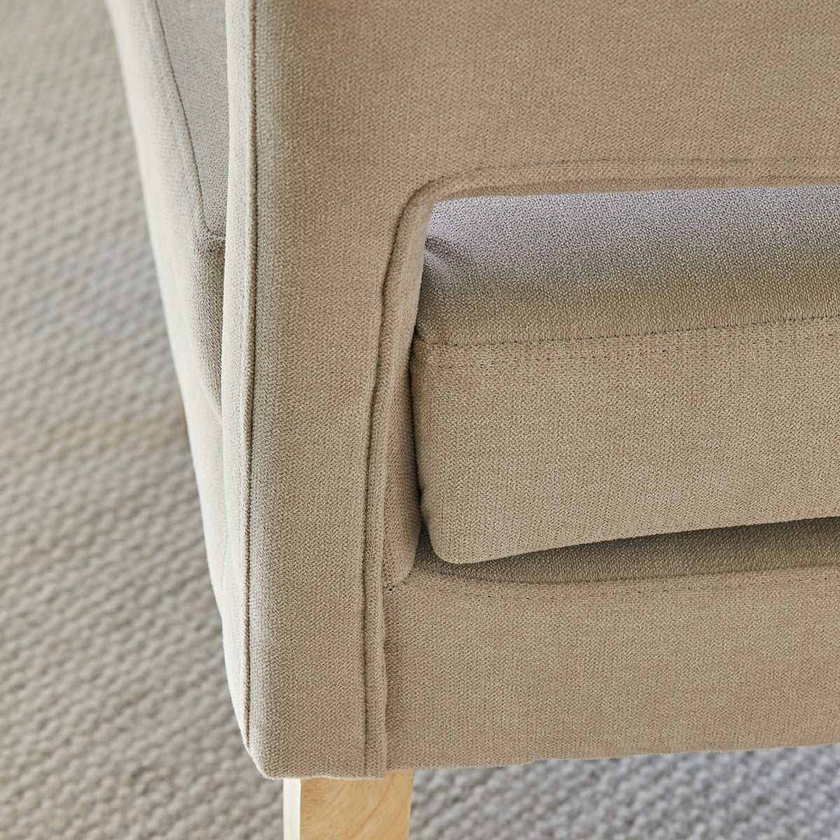 OUTLET - Grace Soft Beige Occasional Armchair - Whitewash Oak Legs
