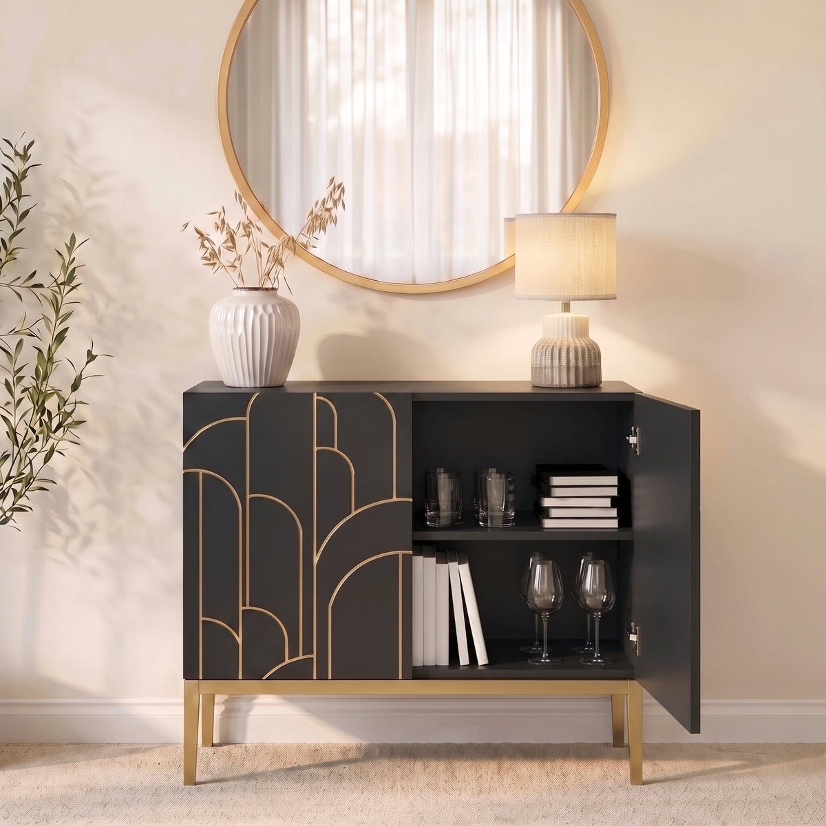 Gatsby 2 Door Small Sideboard - Noir Black