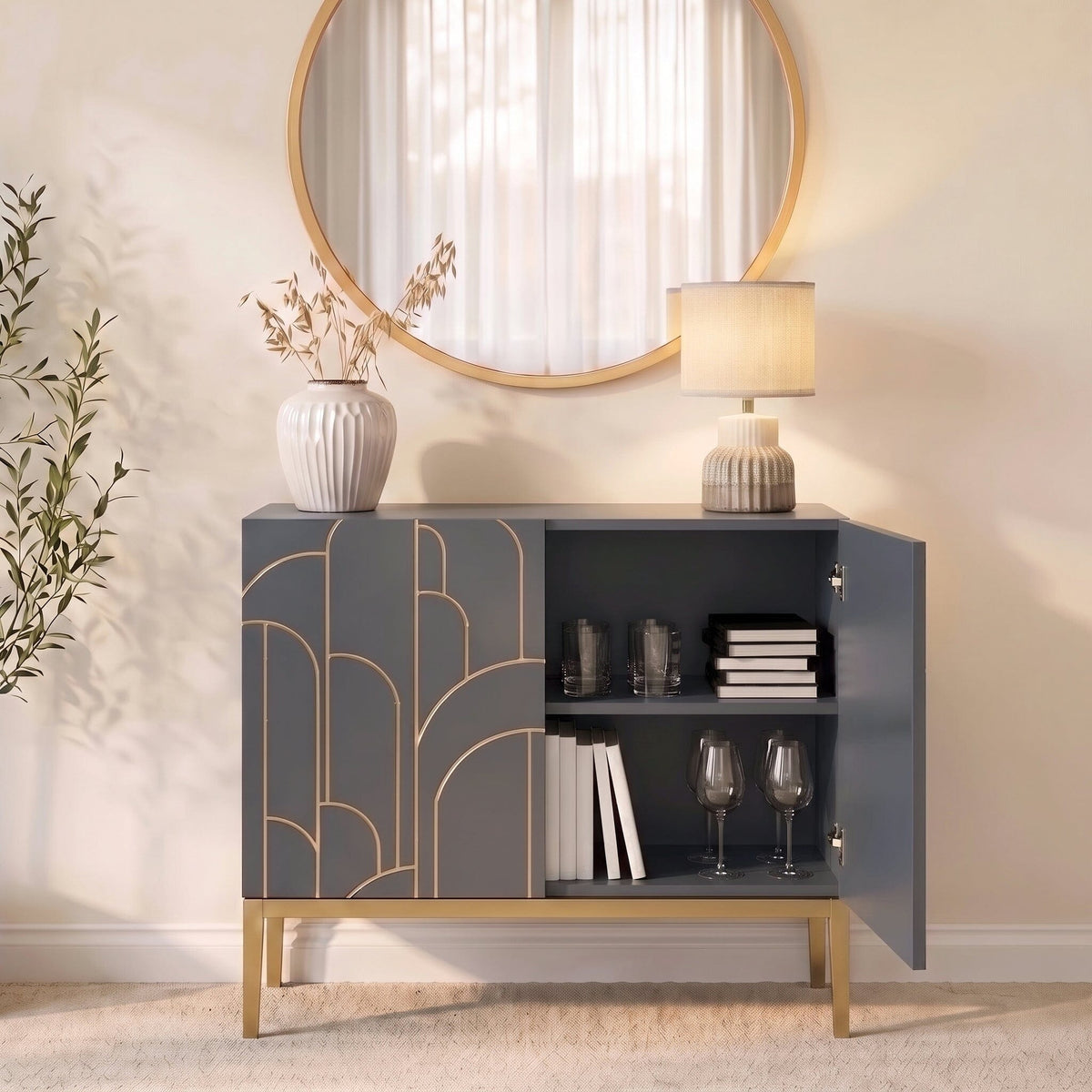 Gatsby 2 Door Small Sideboard - Smoke Grey