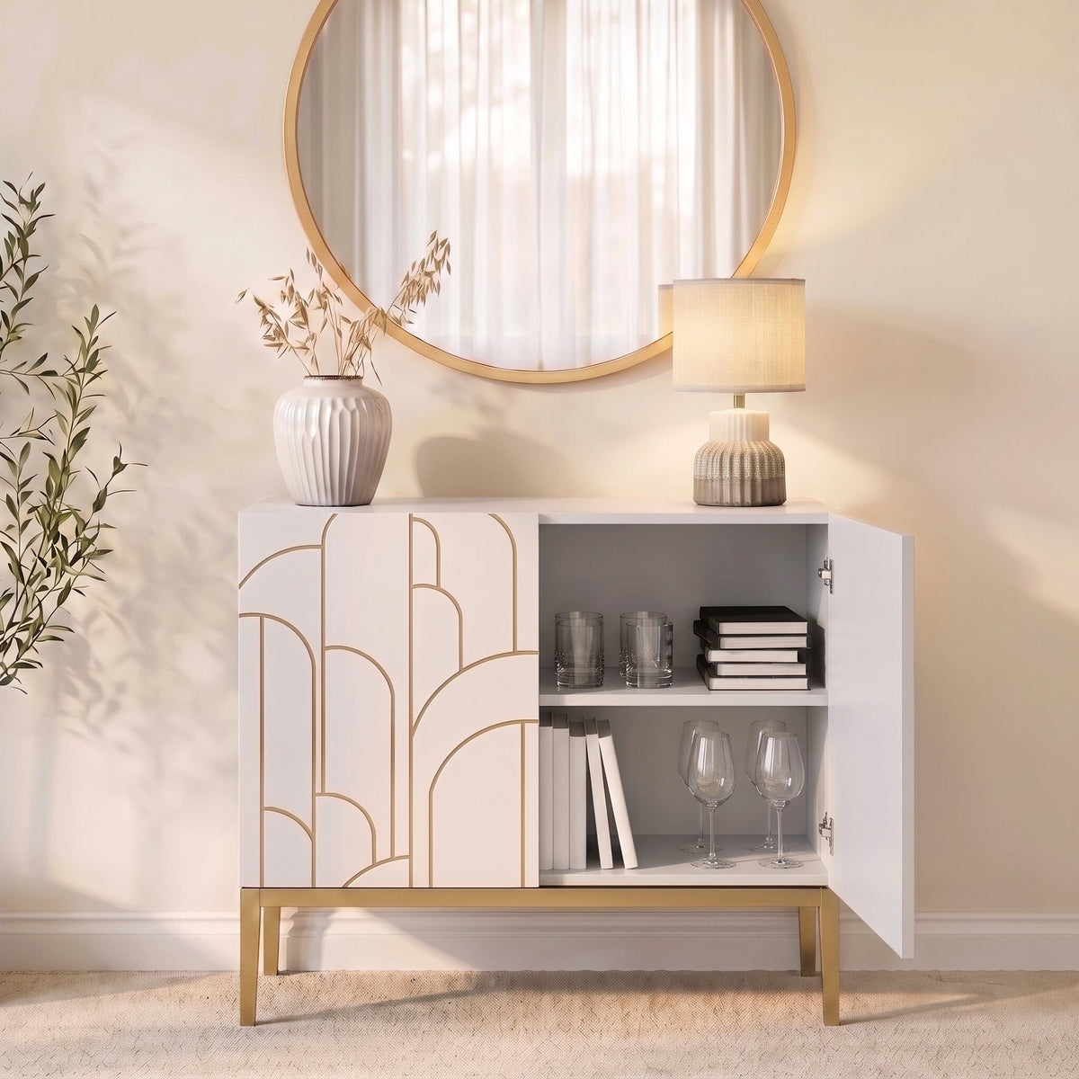 Gatsby 2 Door Small Sideboard - Snow White