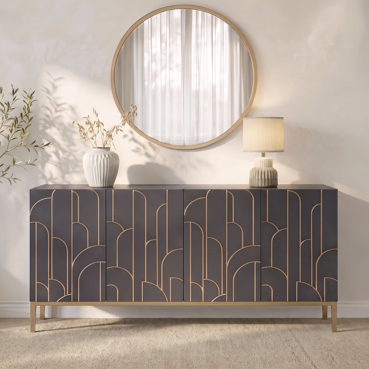 Gatsby Large 4 Door Sideboard - Smoke Grey