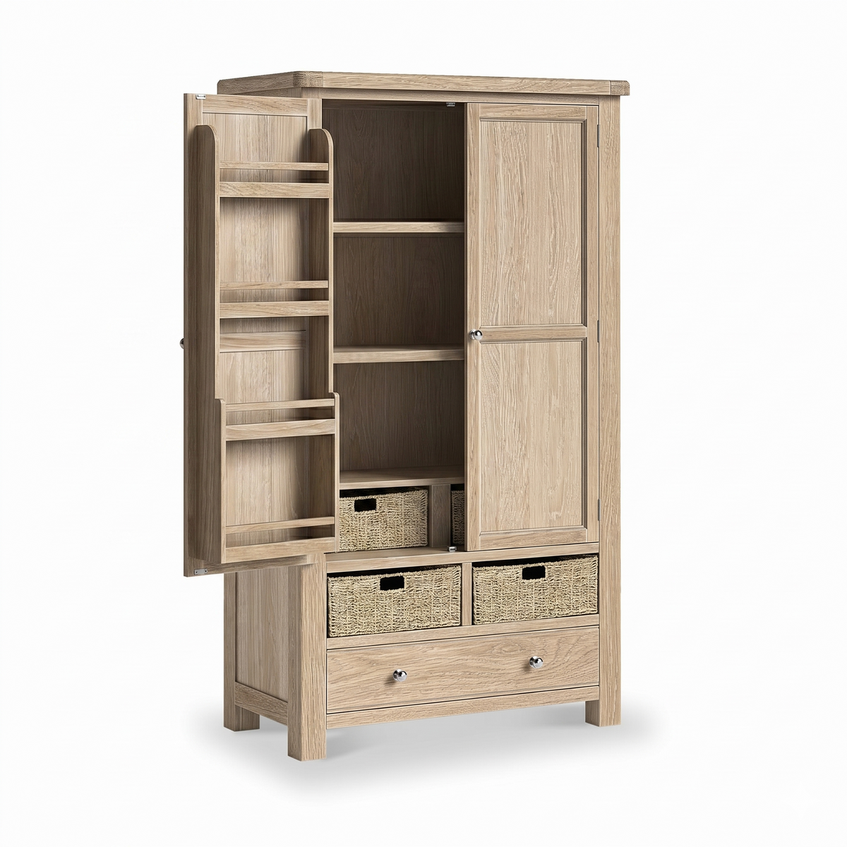 Portland Washed Oak Multi Storage Larder Unit