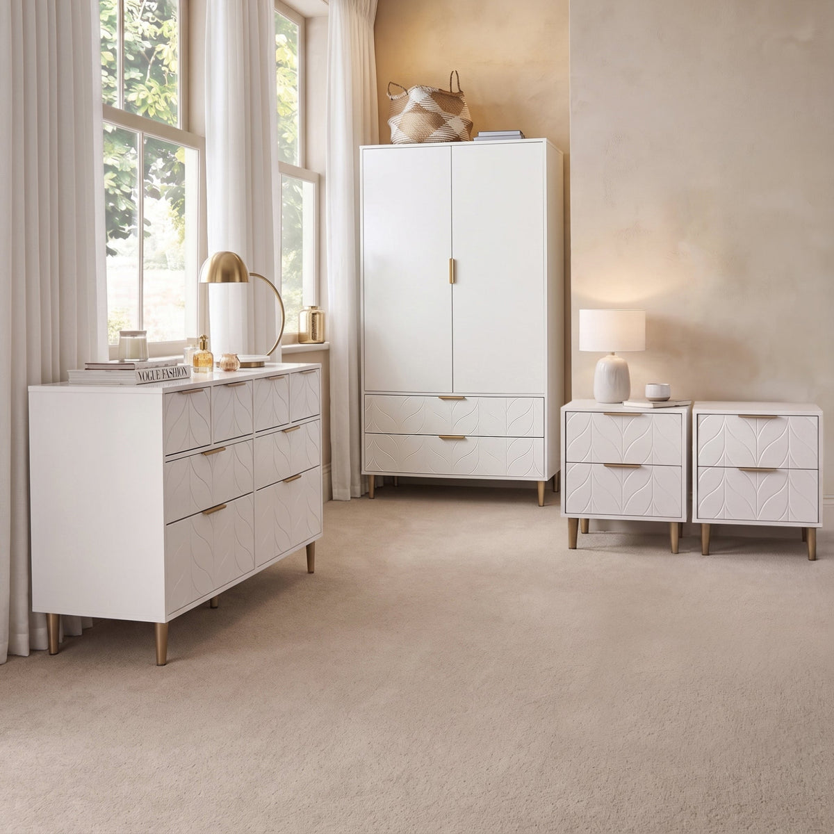 Gloria Double Wardrobe - White