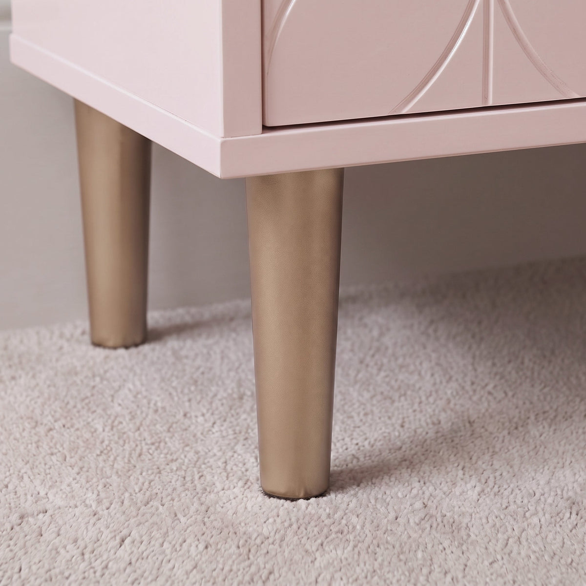 Gloria Bedside Tables - Set of 2 - Blush Pink & Brass Effect