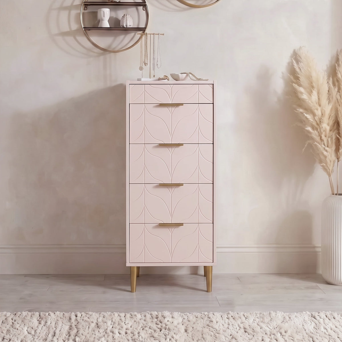 Gloria Tallboy - Blush Pink & Brass Effect