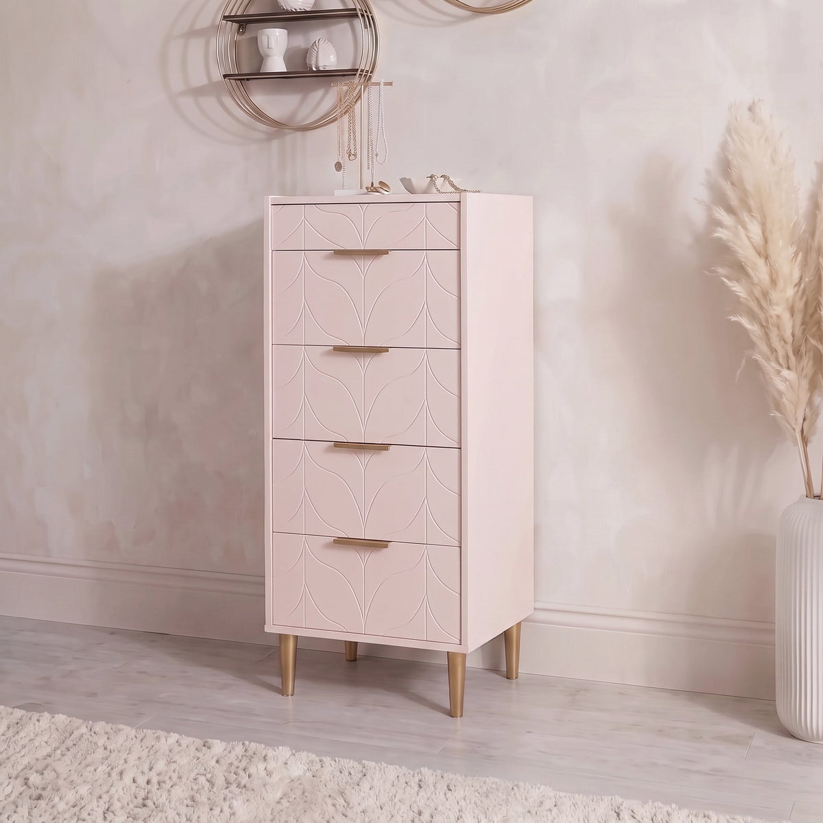 Gloria Tallboy - Blush Pink & Brass Effect