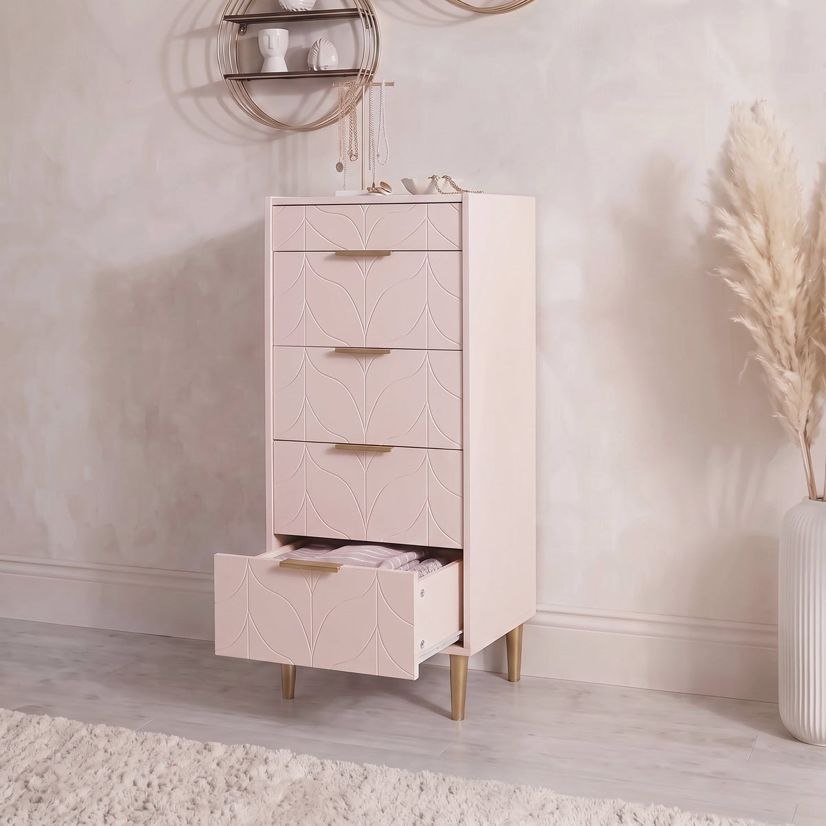 Gloria Tallboy - Blush Pink & Brass Effect