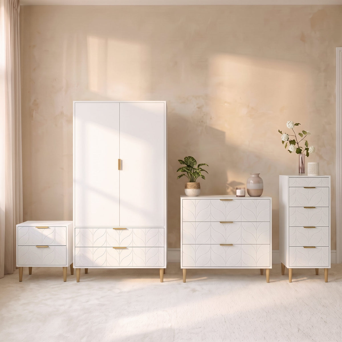 Gloria Double Wardrobe - White