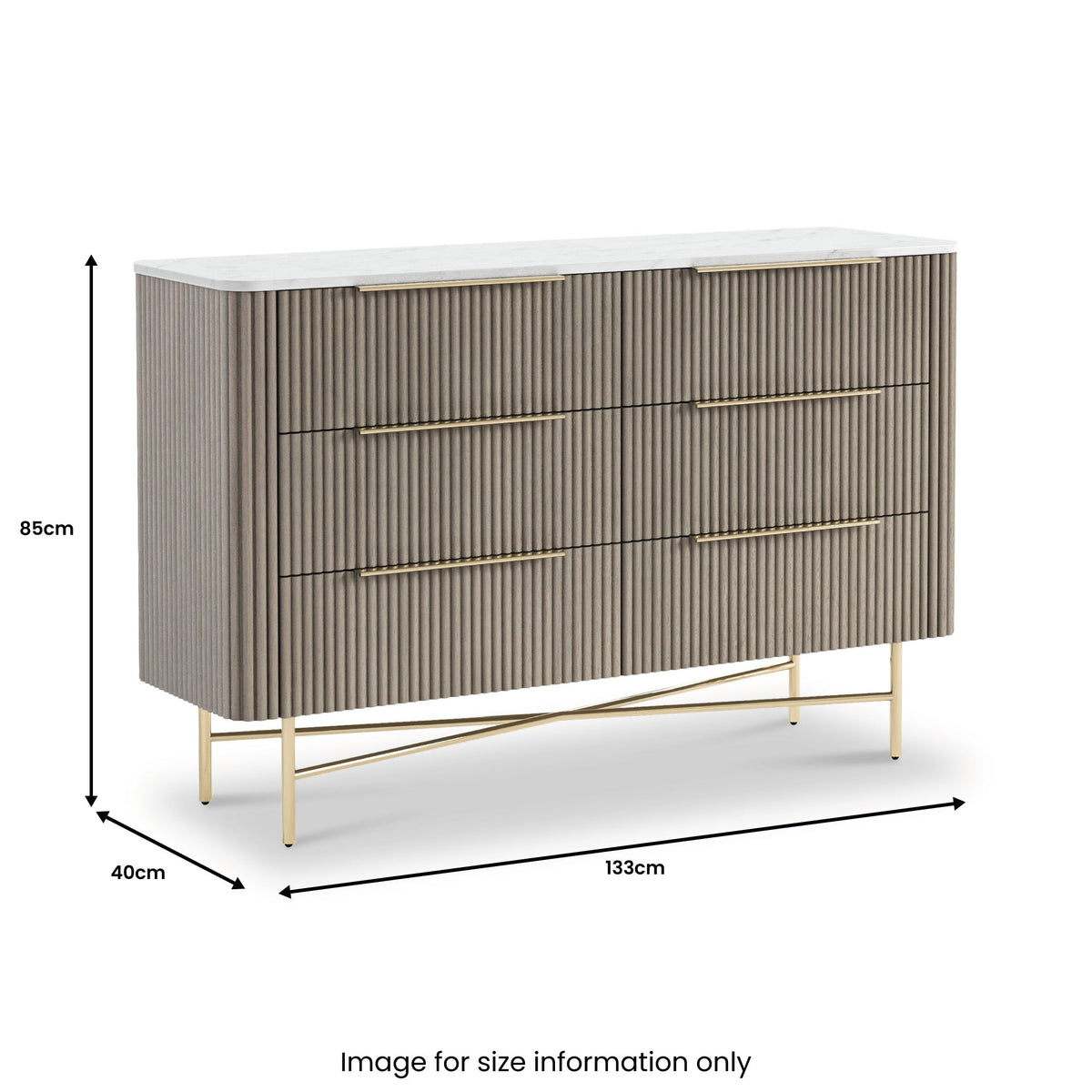 Amelie Grey Fluted 6 Drawer Chest