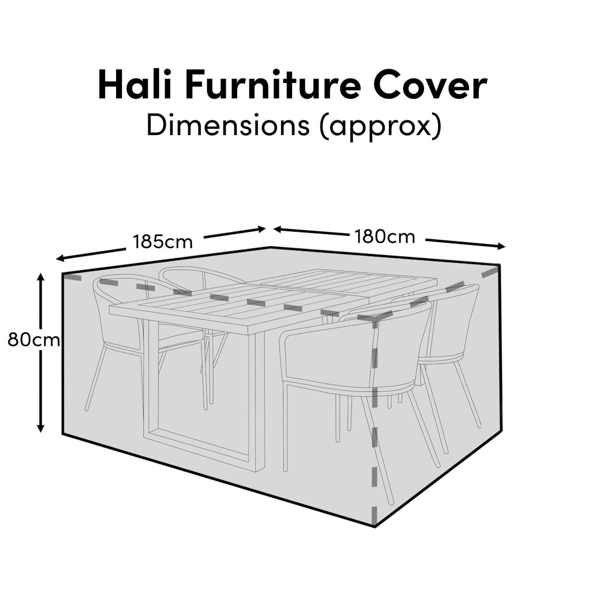 Rectangular Rain Cover 185x180x80cm - Hali 4-6 Seater