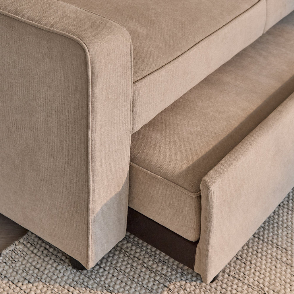 OUTLET - Hugo Corner Sofa Bed with Storage - Taupe  