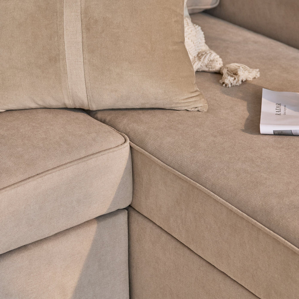 OUTLET - Hugo Corner Sofa Bed with Storage - Taupe  