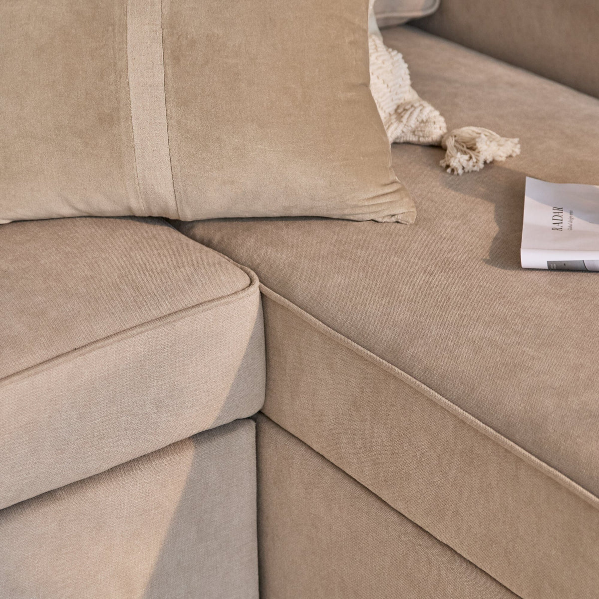OUTLET - Hugo Corner Sofa Bed with Storage - Taupe  