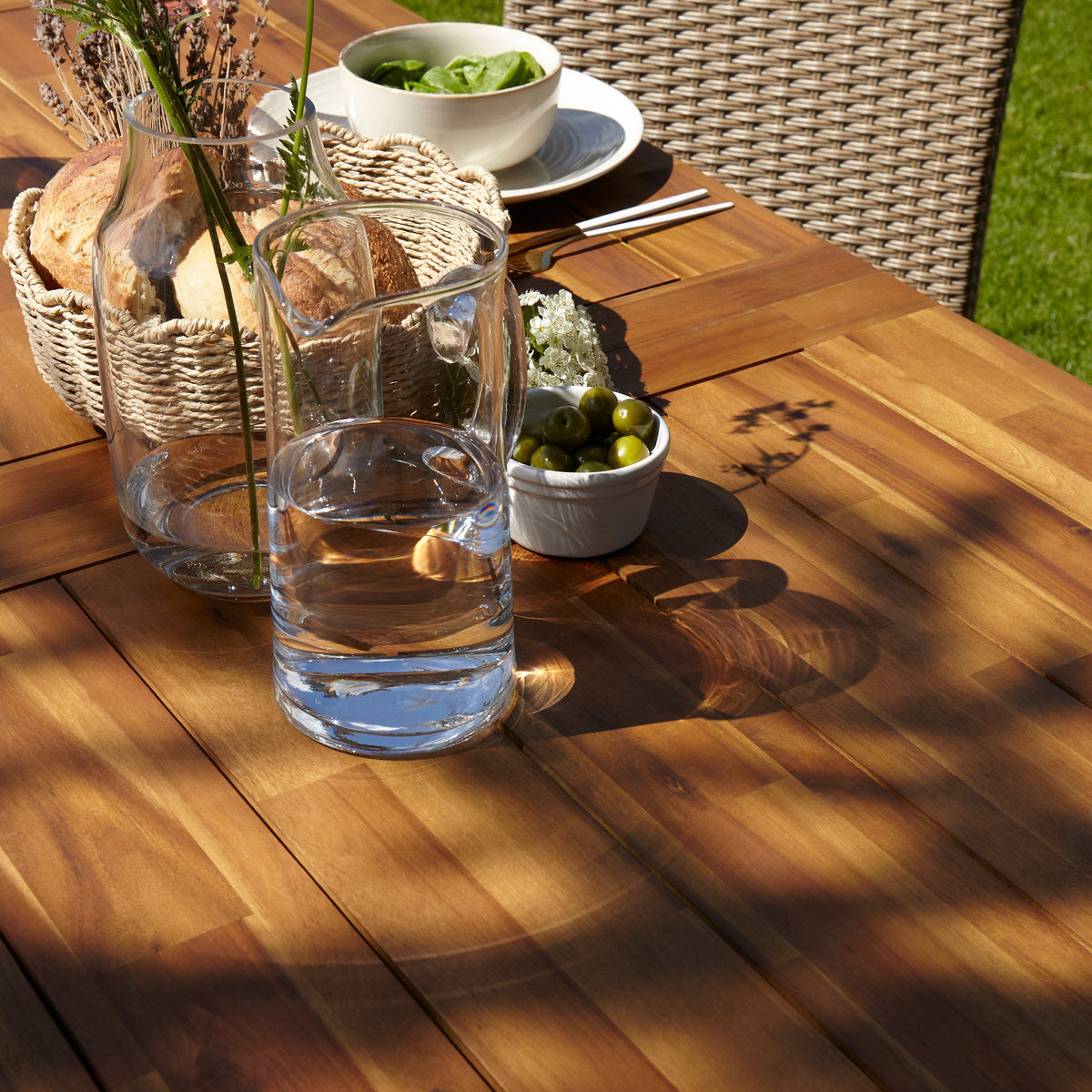 Hali 6 Seater Wooden Outdoor Dining Set with Hali Black Chairs - 235cm