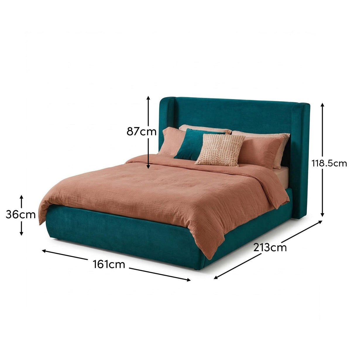 Hannah Double Ottoman Bed - Deep Teal