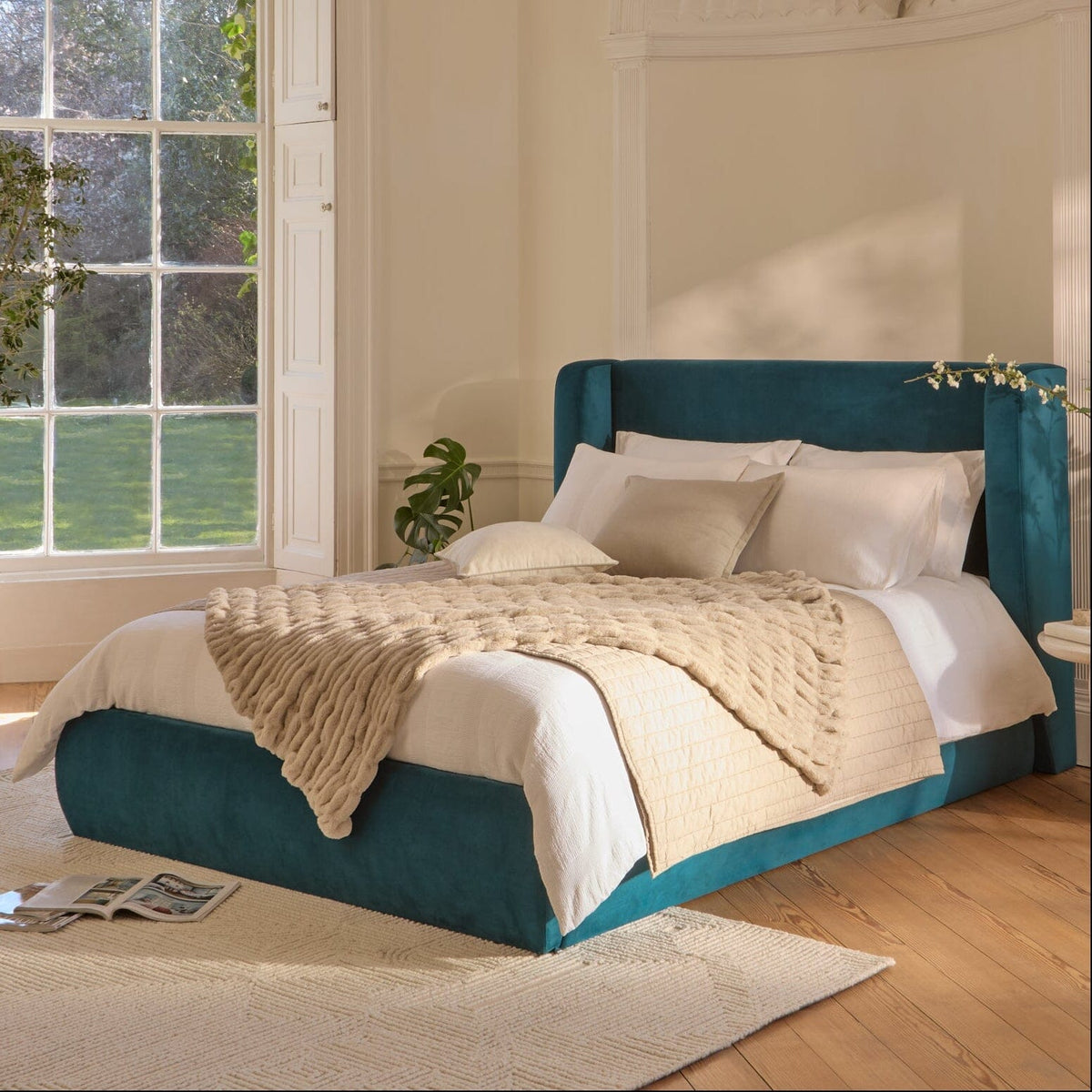 Hannah Double Ottoman Bed - Deep Teal