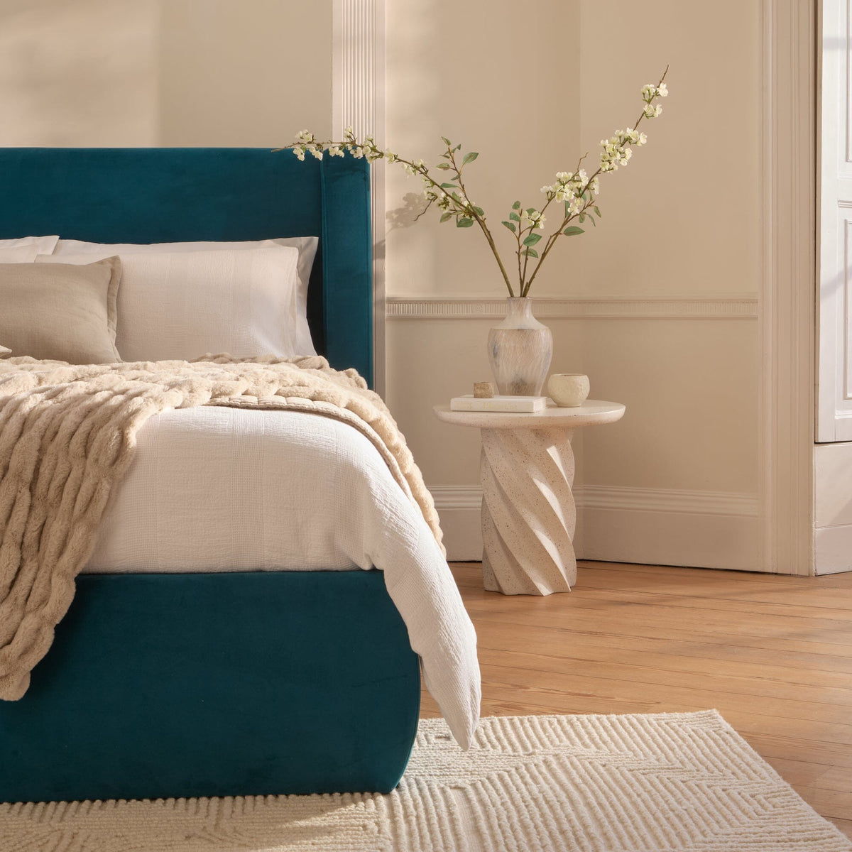 Hannah Double Ottoman Bed - Deep Teal
