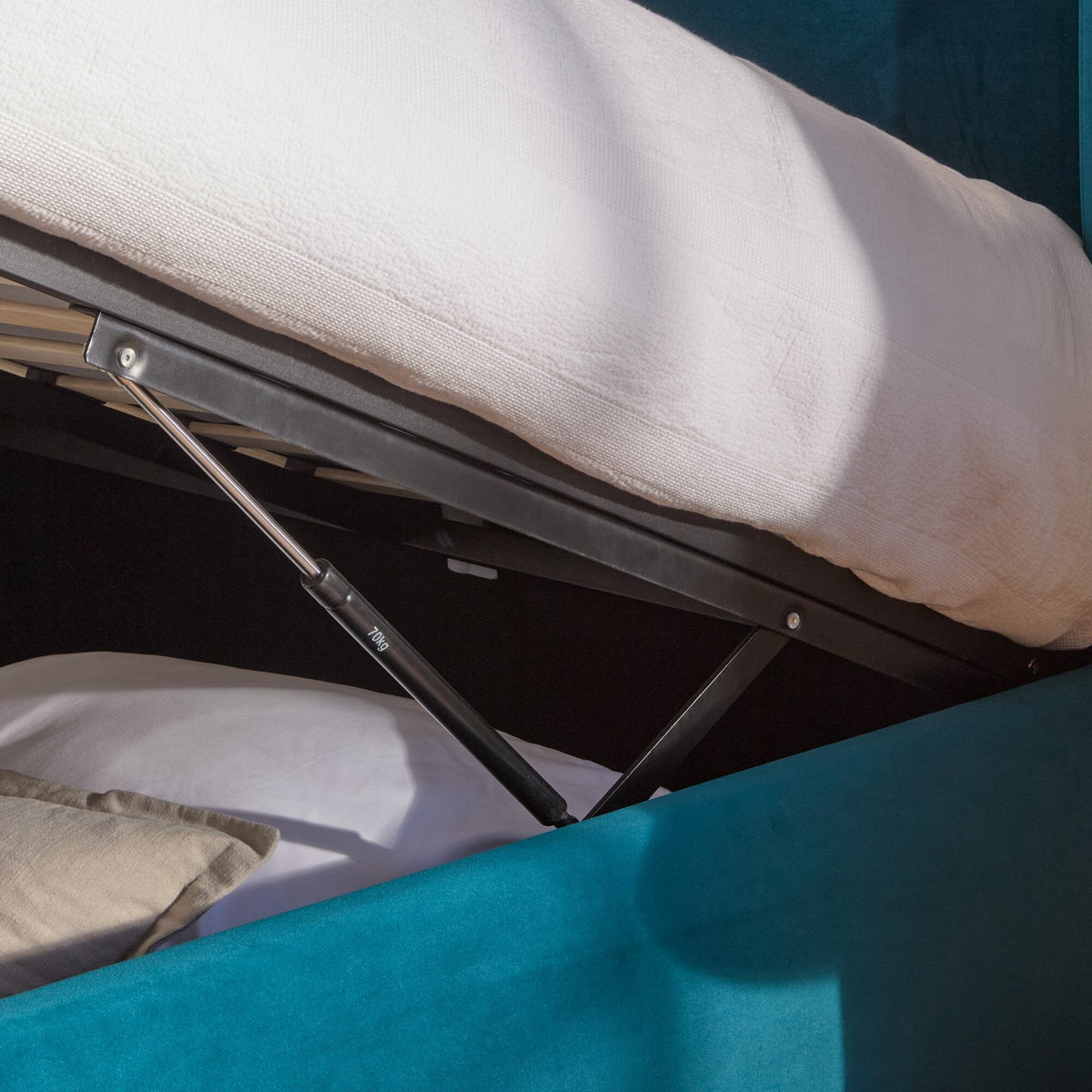 Hannah Double Ottoman Bed - Deep Teal