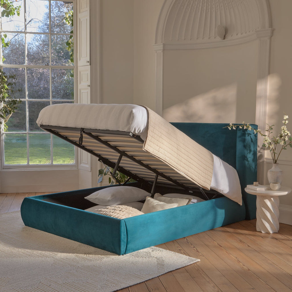 Hannah Double Ottoman Bed - Deep Teal