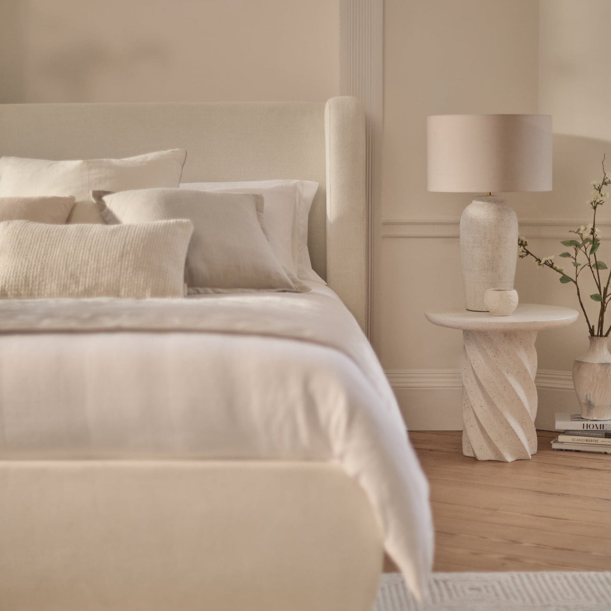 Hannah Double Ottoman Bed - Oyster White