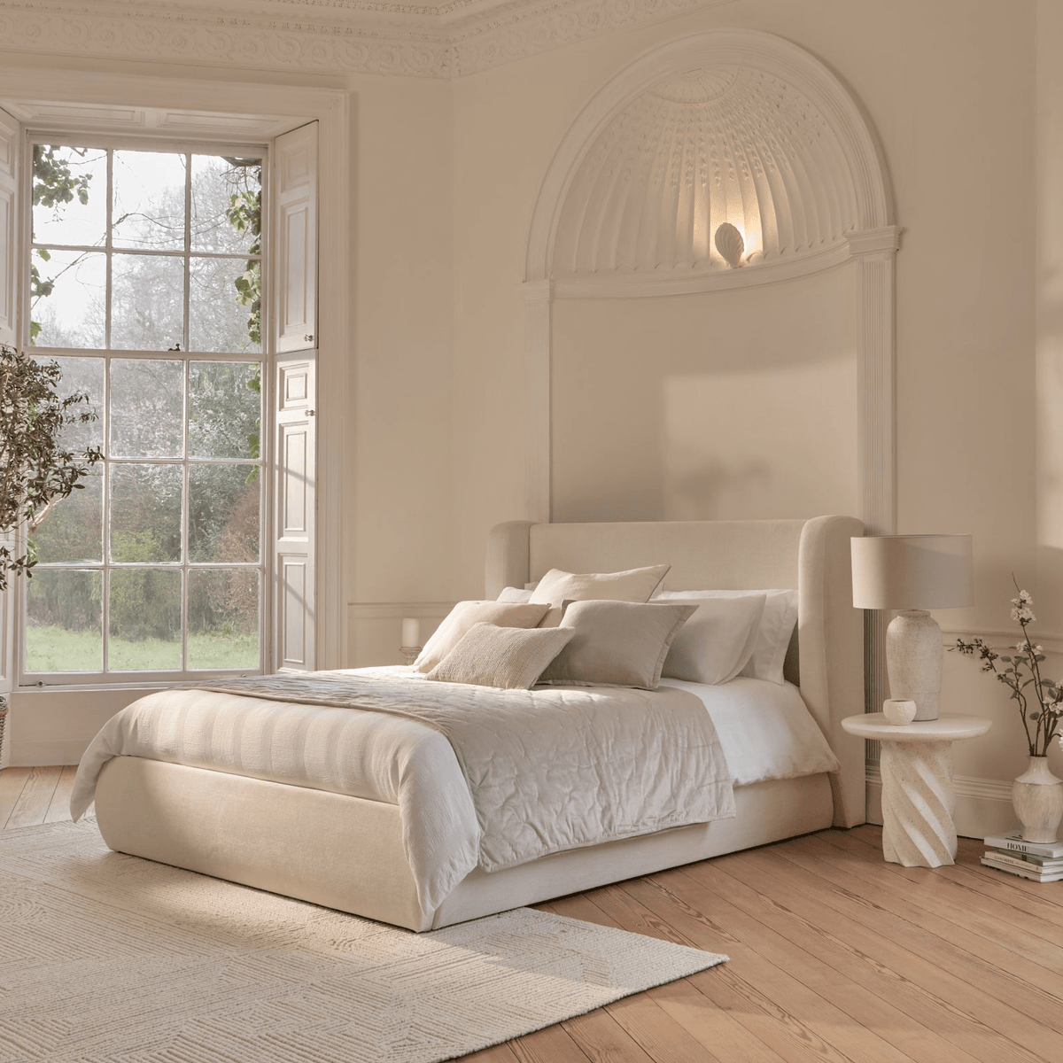 Hannah Double Ottoman Bed - Oyster White