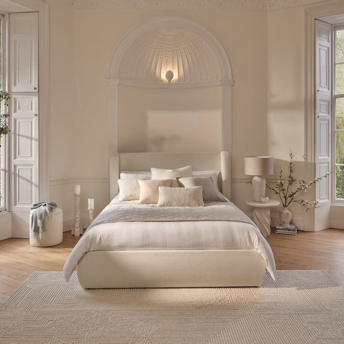 Hannah Double Ottoman Bed - Oyster White