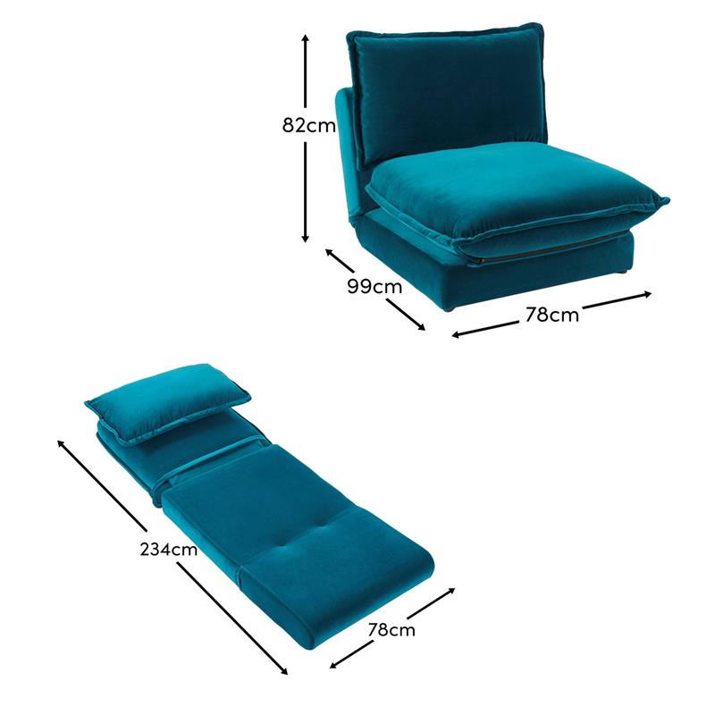 Harlow Single Sofa Bed - Soft Teal