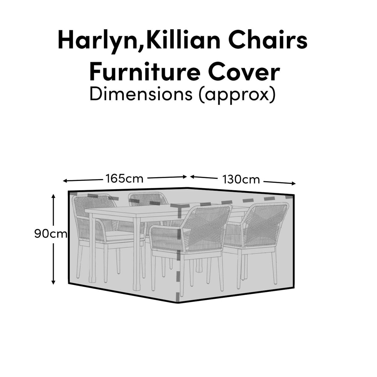 Rectangular Rain Cover 165x130x90cm - Harlyn 4 Seater with Harlyn or Killian Chairs