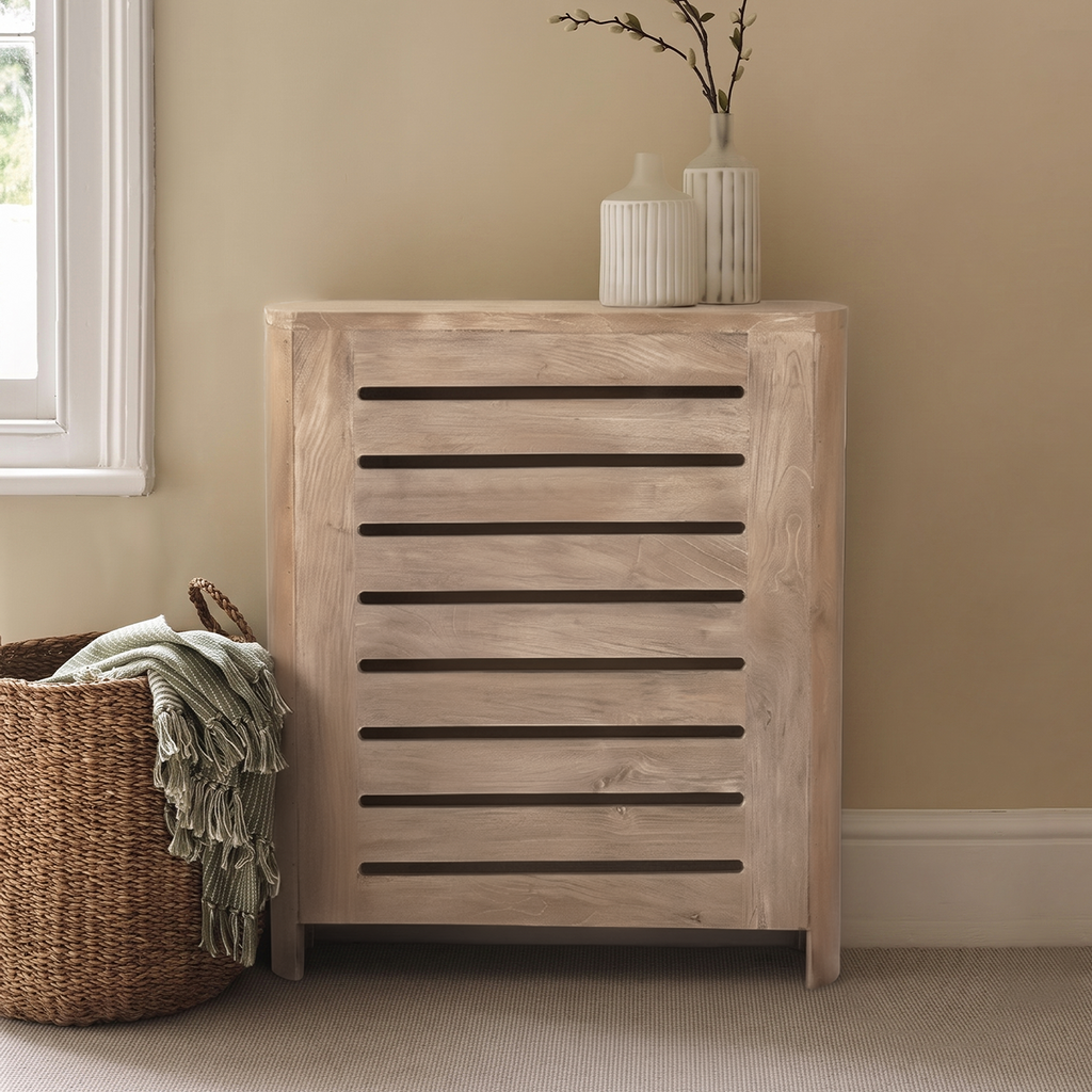 Asha Small Radiator Cover - Chalked Mango Wood