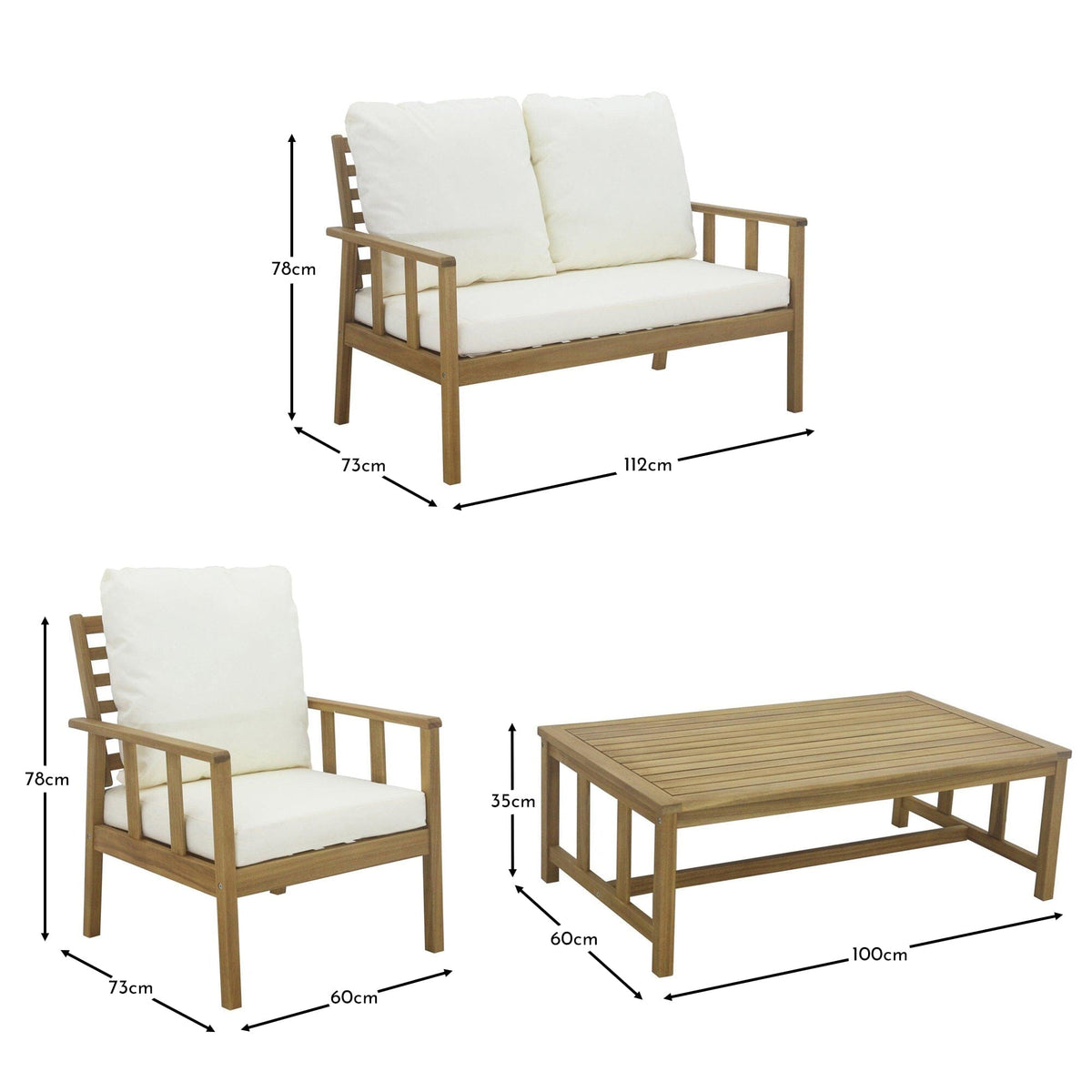 Harrelson Wooden Garden Sofa Set - Sand