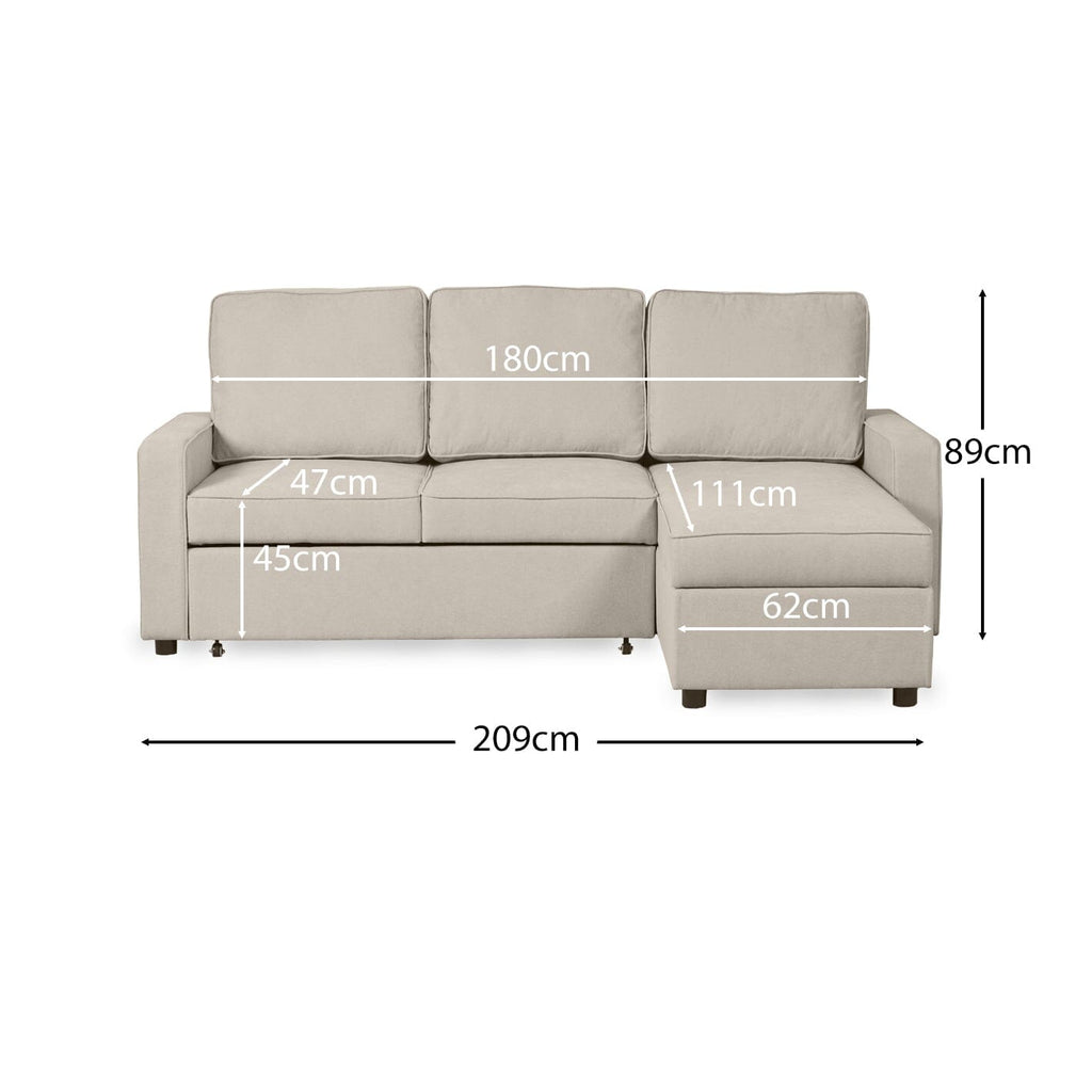 OUTLET - Hugo Corner Sofa Bed with Storage - Taupe  