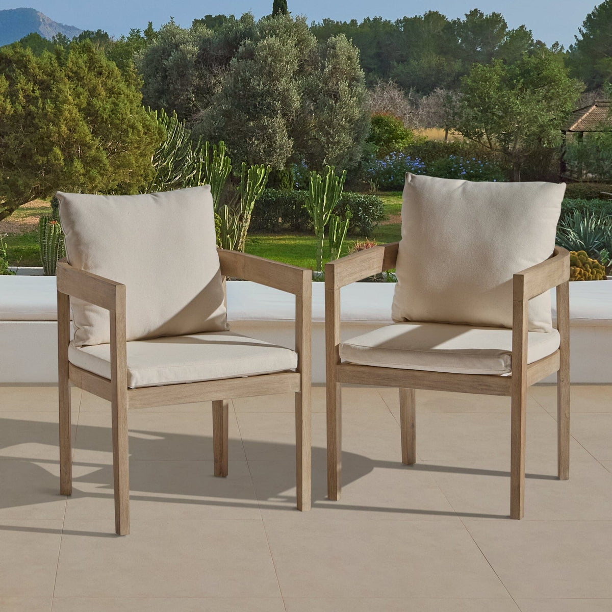 Shiro 6 Seater Wooden Garden Dining Set with 6 Imani Chairs - Whitewash