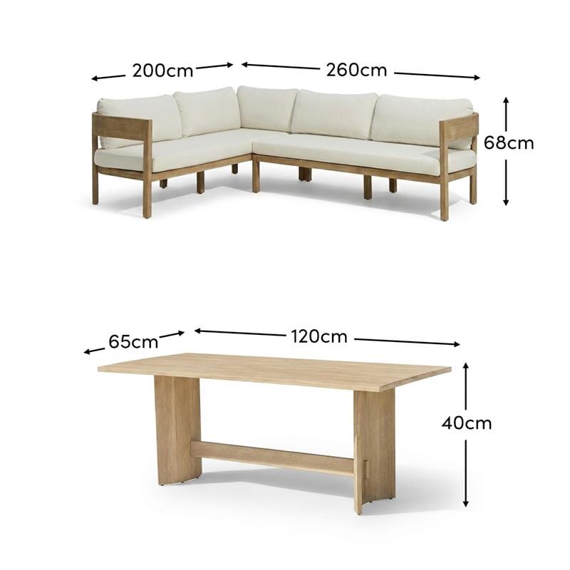 Imani 6 Seater Wooden Garden Corner Sofa with Coffee Table
