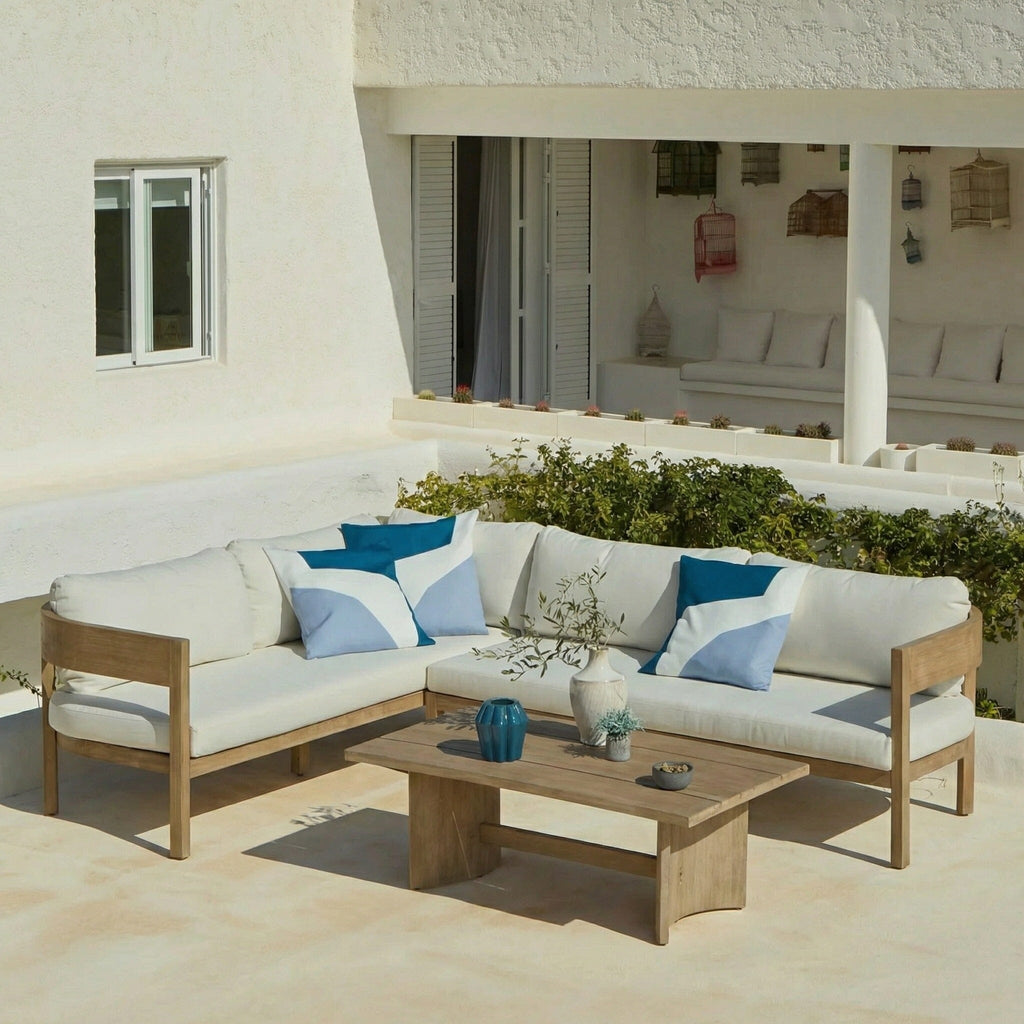 Imani 6 Seater Wooden Garden Corner Sofa with Coffee Table