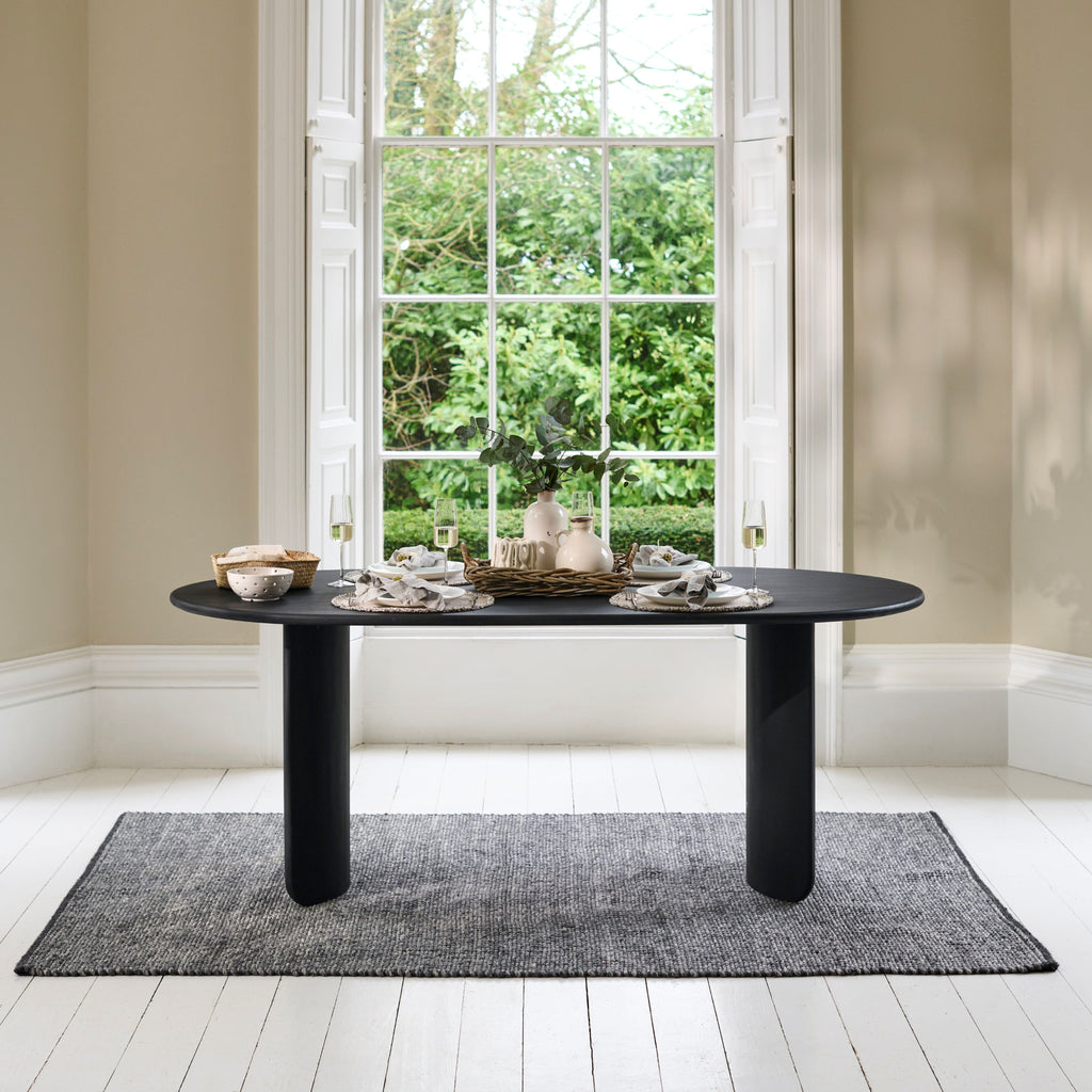 Imogen Jet Black Mango Wood Dining Table - 190cm