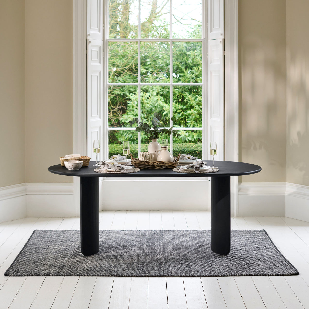 Imogen Jet Black Mango Wood Dining Table - 190cm