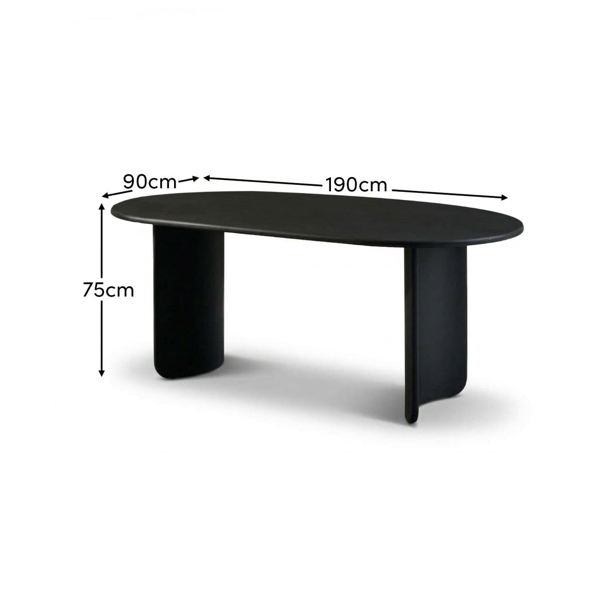 Imogen Jet Black Mango Wood Dining Table - 190cm