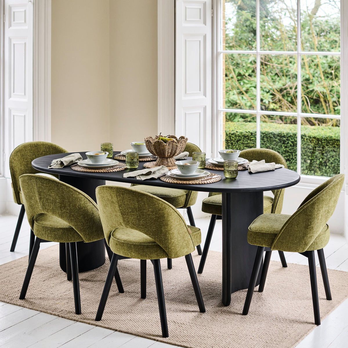 Imogen Jet Black Mango Wood Dining Table - 190cm