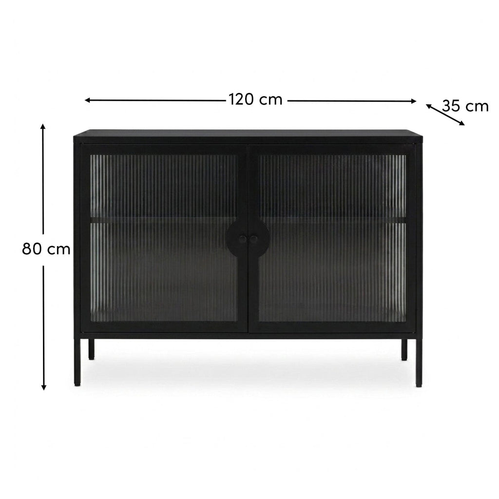 Indiana Black Metal 2 Door Sideboard - 120cm